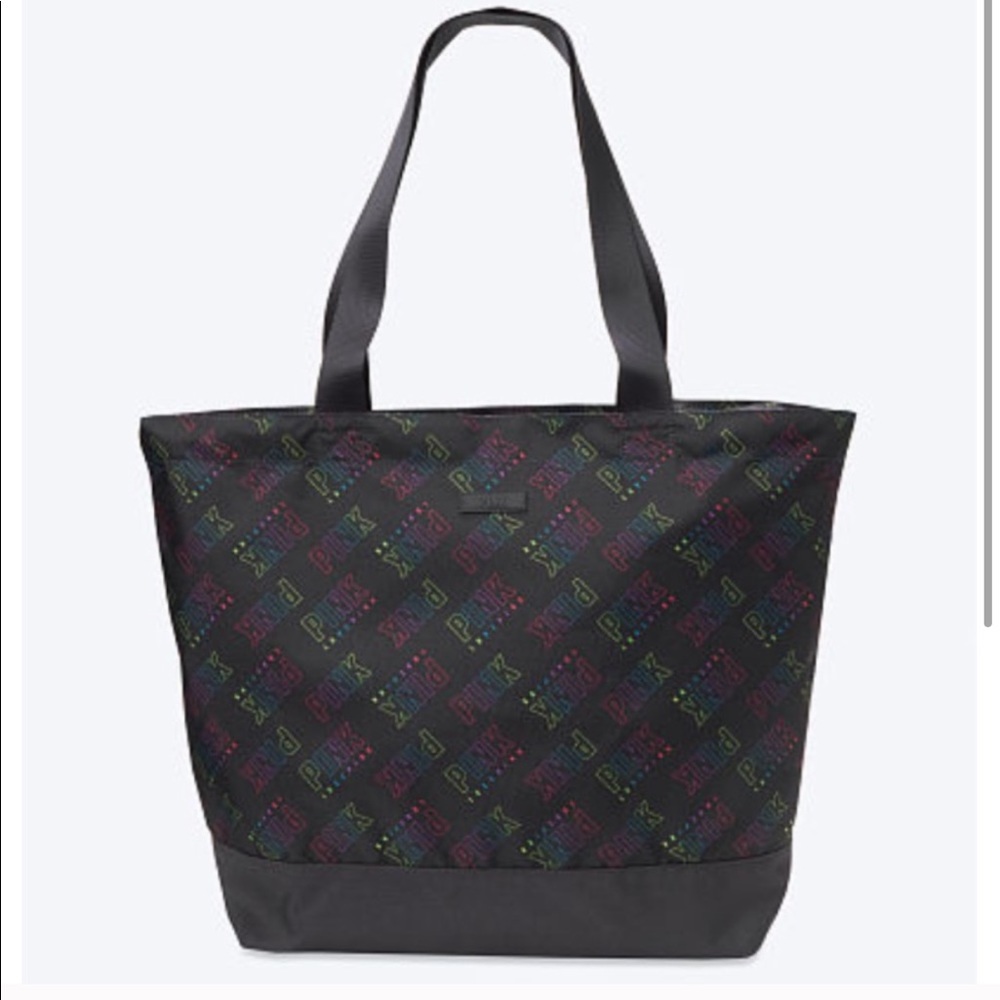 BNWT • VS PINK - BLACK/RAINBOW TOTE BAG 🌈